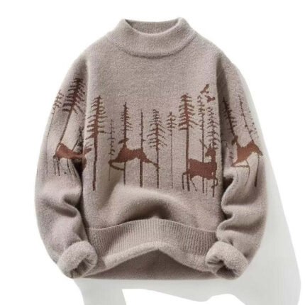 Autumn And Winter Half Turtleneck Sweater Men's Korean Style